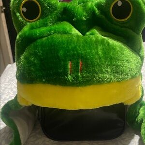 Green and Yellow Frog Plush Hat for Reptile Enthusiasts